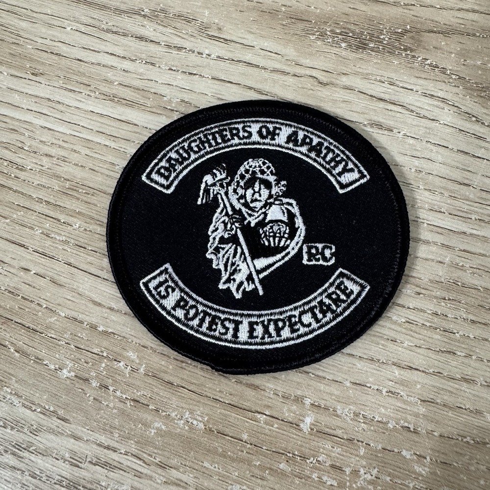 Daughters Of Apathy Black and White Embroidered Patch Sew On Biker Motorcycle‎